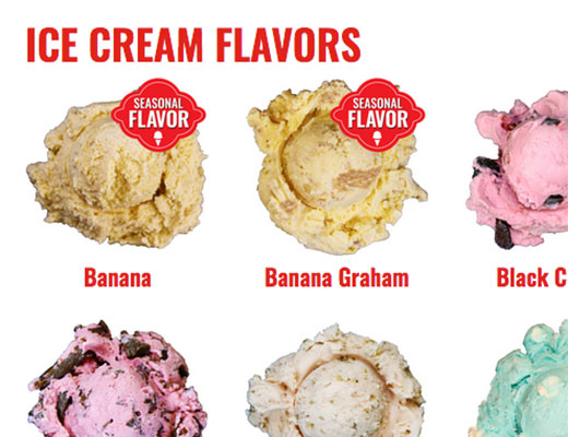 Whitey's Ice Cream website detail image
