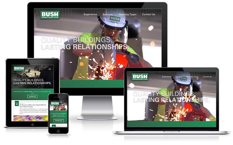 Screenshot of Bush Construction website on devices