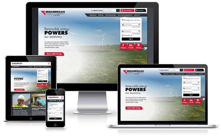 Screenshot of MidAmerican Energy website on devices