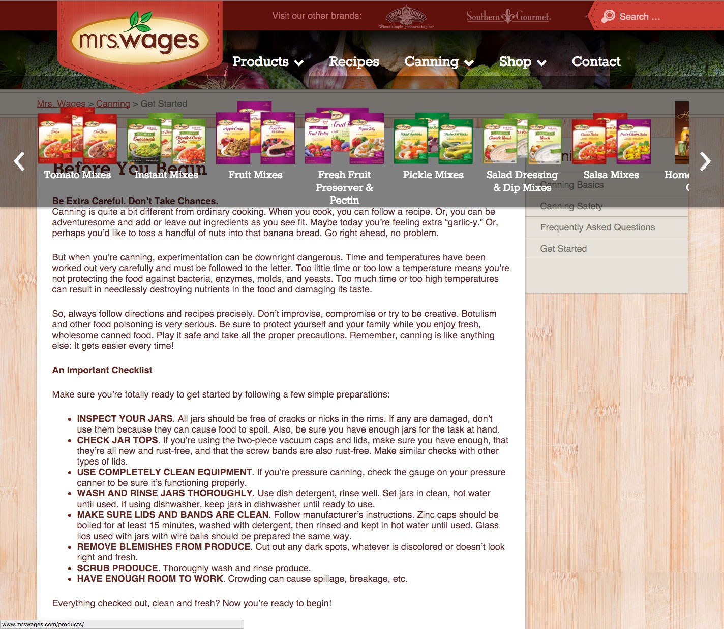 Mrs. Wages desktop menu Screen shot