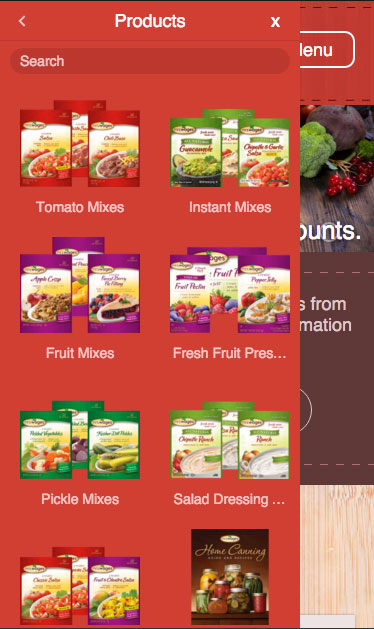 Mrs. Wages mobile menu Screen shot