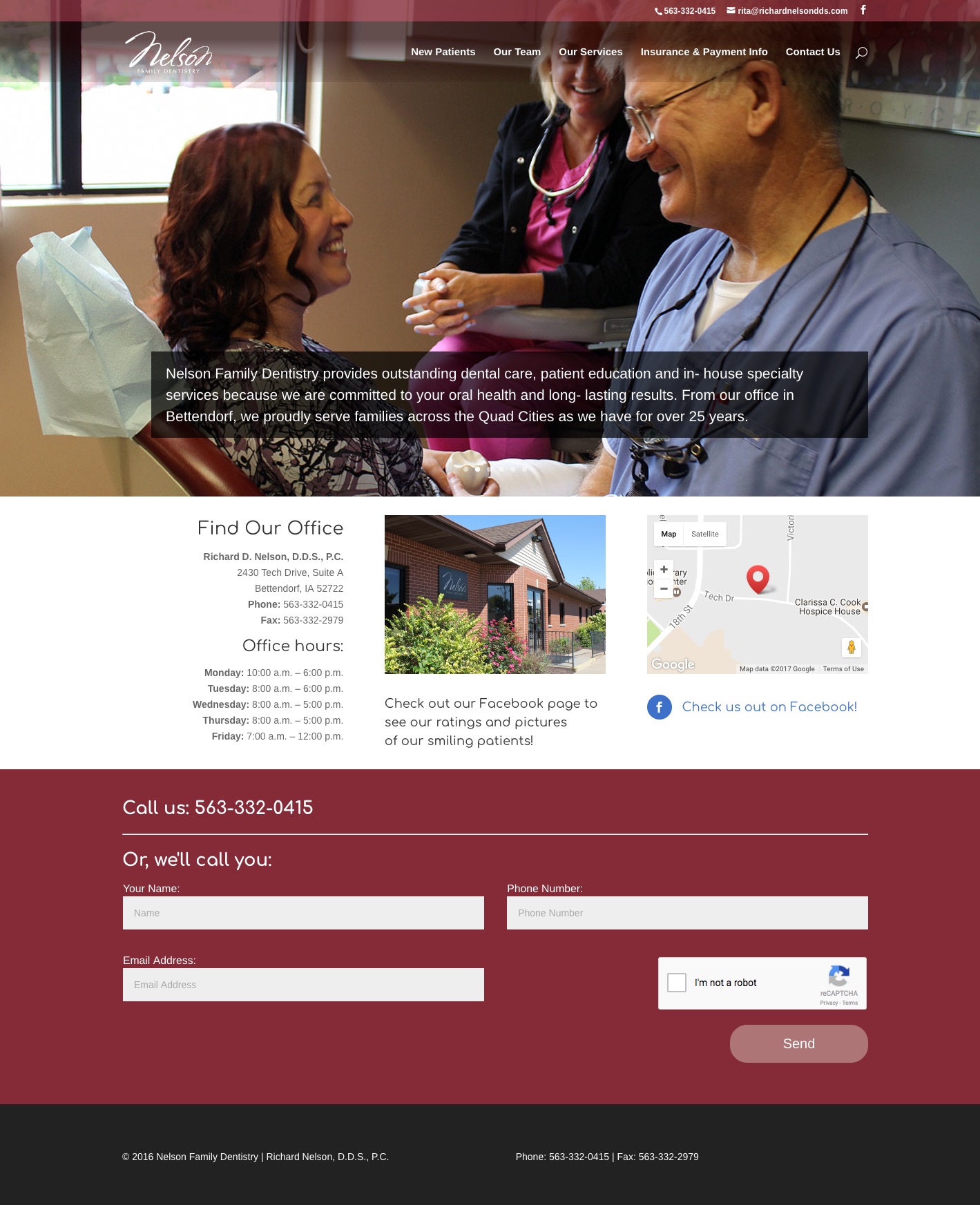 Nelson Family Dentistry home page screenshot