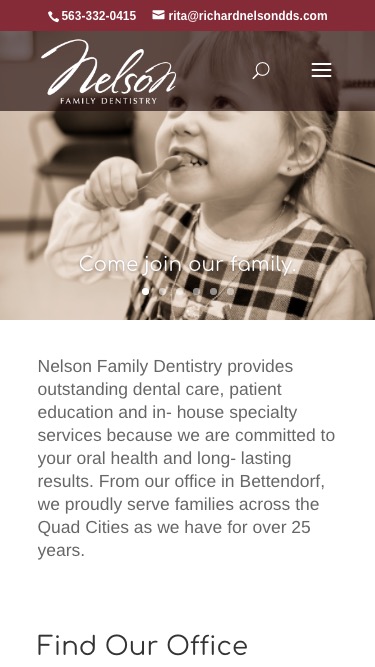 Nelson Family Dentistry mobile page screenshot