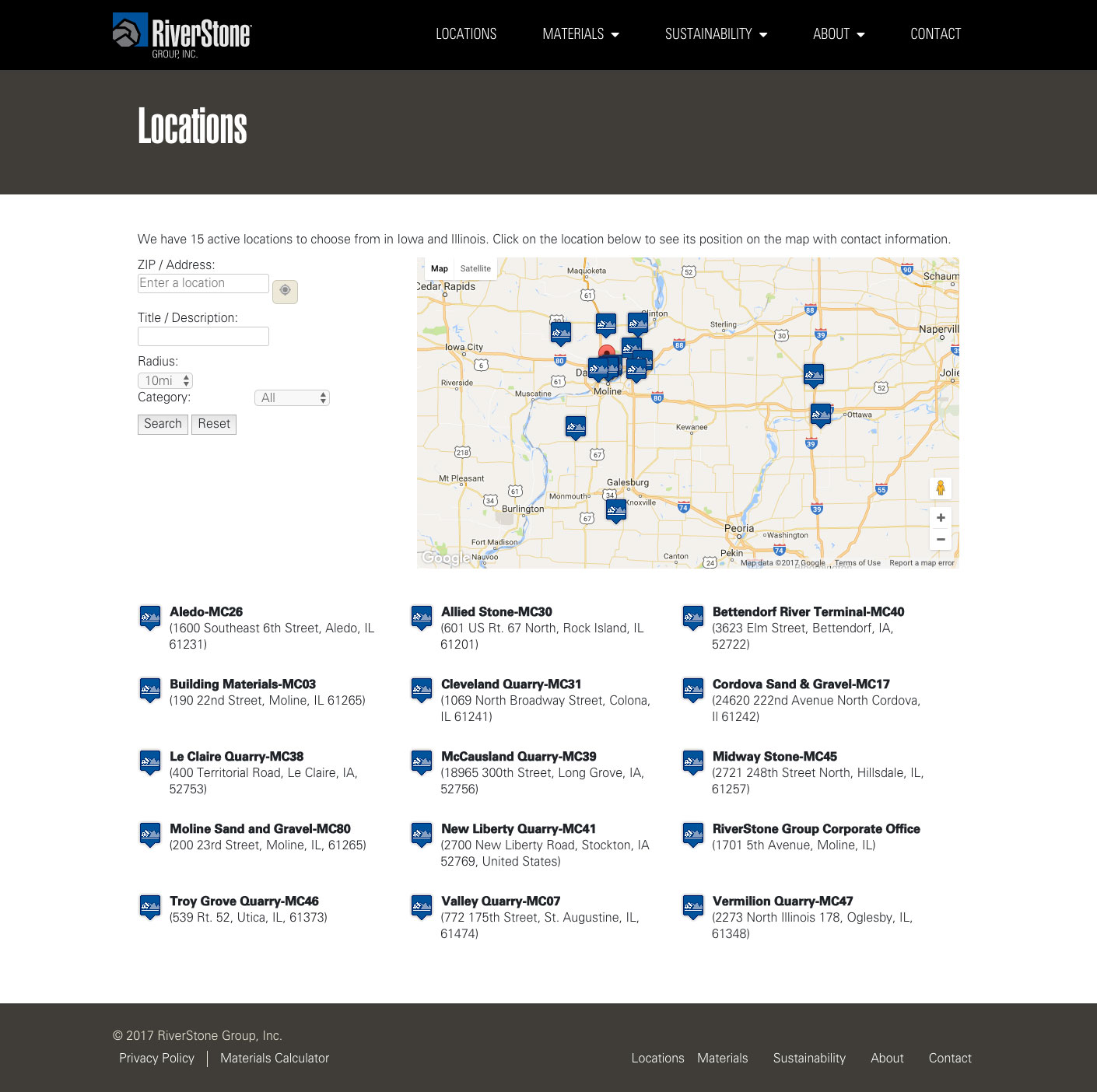 Riverstone Group Map page screenshot